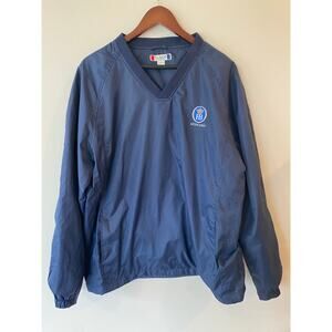 Clique HB München Windbreaker Pullover Jacket Men's Sz L Blue V-Neck Lightweight